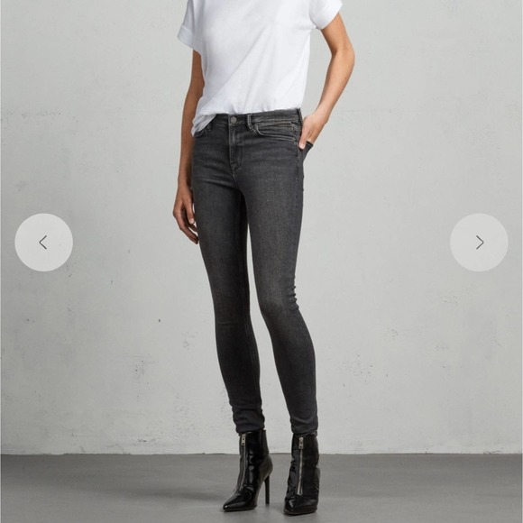 ALL SAINTS GRACE SKINNY SHAPING FIT WOMEN'S JEANS WASHED BLACK SIZE 26 - Picture 2 of 16
